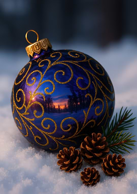 Sapphire Blue and Gold Christmas Bauble