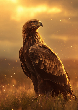 Golden Eagle Portrait in Golden Light