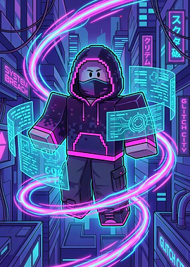 Cyberpunk Roblox Character in Glitch City