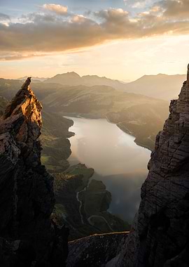 Mountain Lake at Sunset