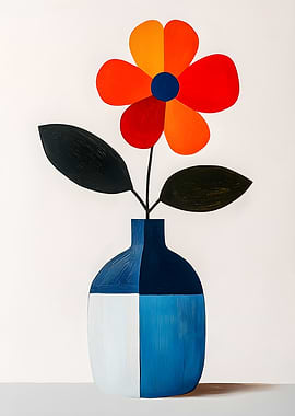 Colorful Flower in Vase Painting