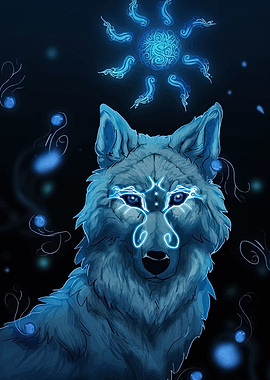 Mystical Blue Wolf Digital Art