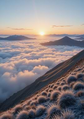 Mountain Sunrise Above Clouds