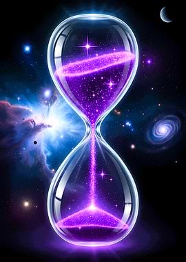 Hourglass filled with cosmic stardust