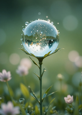 Dewdrop Orb on Flower Stem