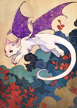 Winged Cat Fantasy Art
