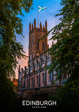 Edinburgh, Scotland: Historic Building and Flag