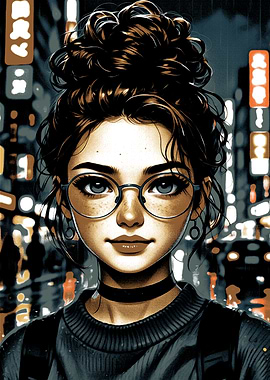 Anime Girl in Cityscape Portrait