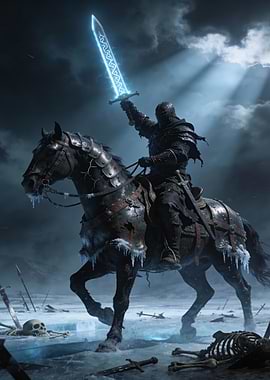 Knight on Horse with Glowing Sword