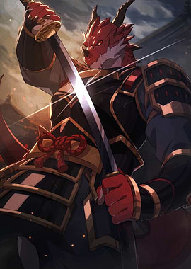 Dragon Samurai Warrior with Sword