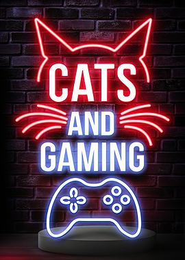 Cats and Gaming in Neon Lights Gamer