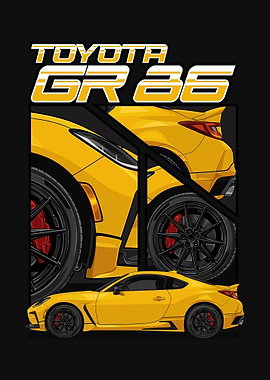 Toyota GR86 Yellow Car Illustration