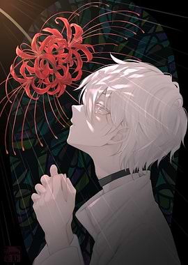 Anime Boy with Red Spider Lily