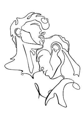 Two Figures in Minimalist Line Art