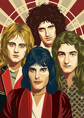 Queen Band Portrait Illustration