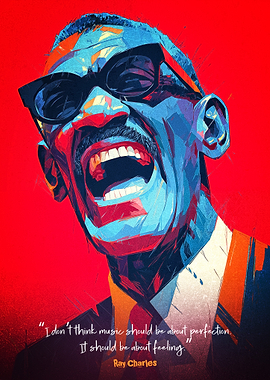 Ray Charles Abstract Portrait with Quotes