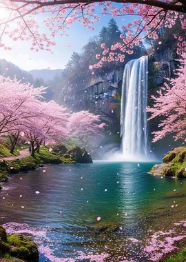 Cherry Blossom Waterfall