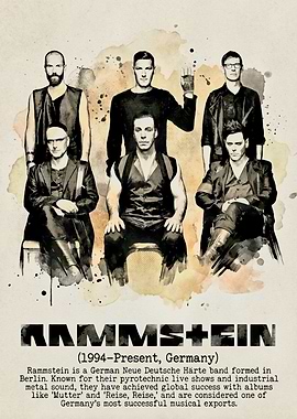 Rammstein Band Portrait Watercolor Style