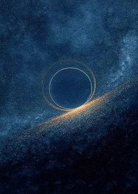 Abstract Blue and Gold Cosmic Art