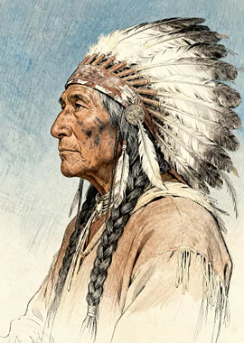 Native American Chief Portrait Illustration