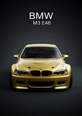 BMW M3 E46 Golden Car poster