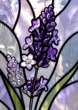 Stained Glass Lavender Flowers