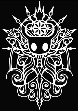 Hollow Knight White Ornament on Black