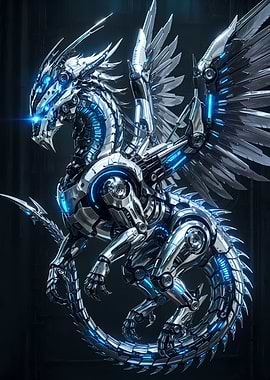 Azure Mechanical Chrome Dragon