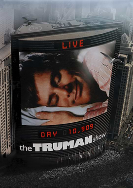The Truman Show billboard in city