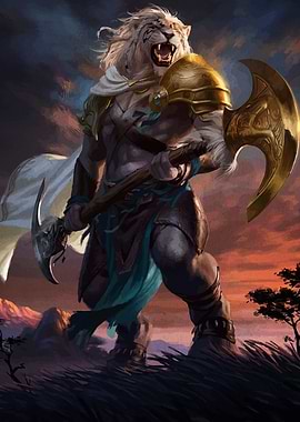 Anthropomorphic Tiger Warrior with Axe