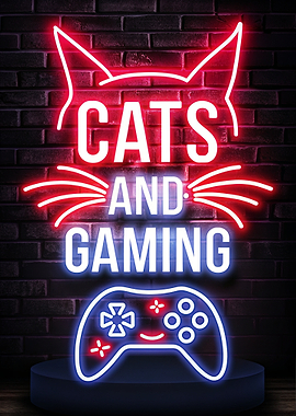 Cats and Gaming Neon Sign
