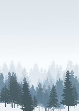 Misty Winter Blue Forest