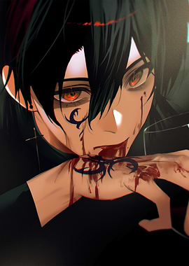 Anime Vampire with Blood and Tattoos