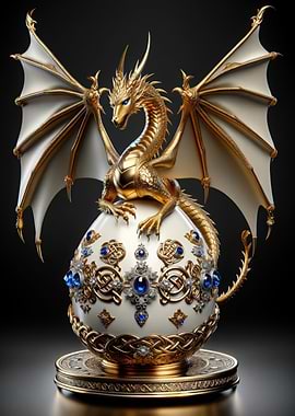 Golden Dragon on Jeweled Egg