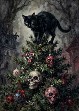 Gothic Christmas Black Cat