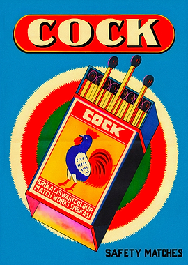 Vintage Cock Safety Matches Advertisement