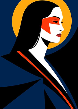 Abstract Woman Portrait with Geometric Shapes