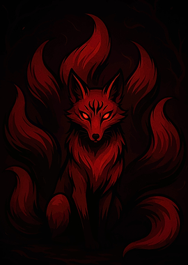 Nine-tailed Fox Red Digital Art