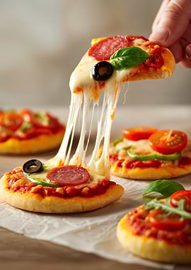 Mini Pizzas with Melted Cheese