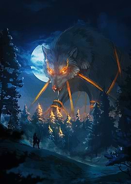 Giant Wolf in Forest