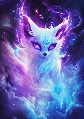 Celestial Fox in Cosmic Nebula