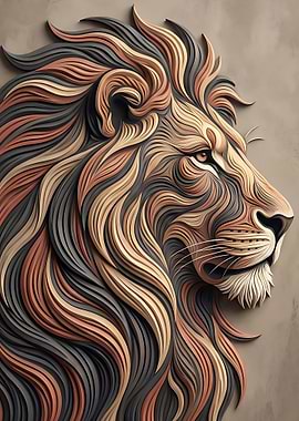 Lion Abstract Profile Art