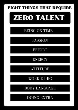 Zero Talent Required, motivation quote.