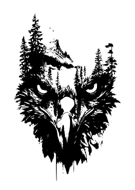 Eagle and Mountain Black and White