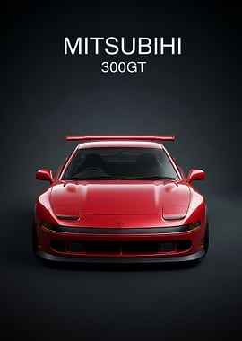 Mitsubishi 3000GT Red Car poster