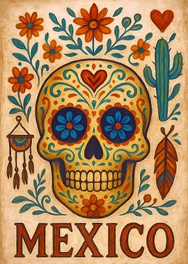 Mexico Sugar Skull Art