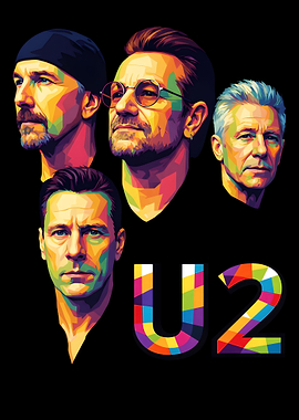 U2 Band Colorful Portrait