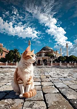 Cat in front of Mosque