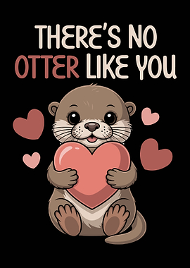Cute Otter with Heart Valentine's Day