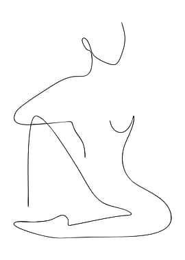 Minimalist Line Art of Seated Woman